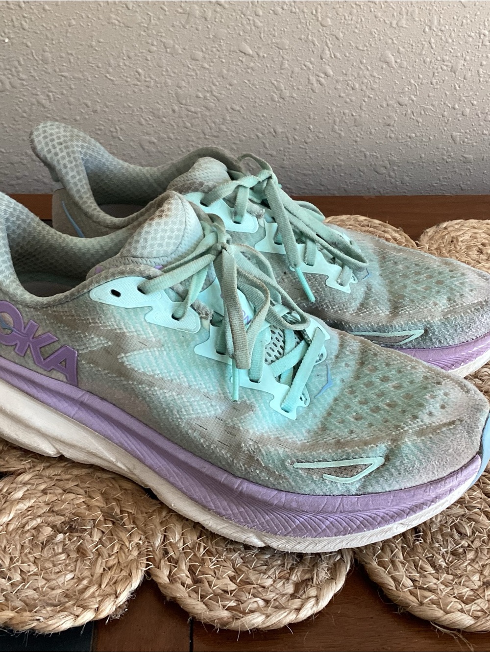 Hoka One One Women's Mint Green and Lavender Road Running Shoes